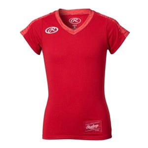 NWT Rawlings Girls Softball/Baseball V-Neck Pullover Jersey SZ L